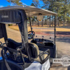 Golf carts sit waiting for golfers to play a round at Point Mallard Golf Course in Decatur.