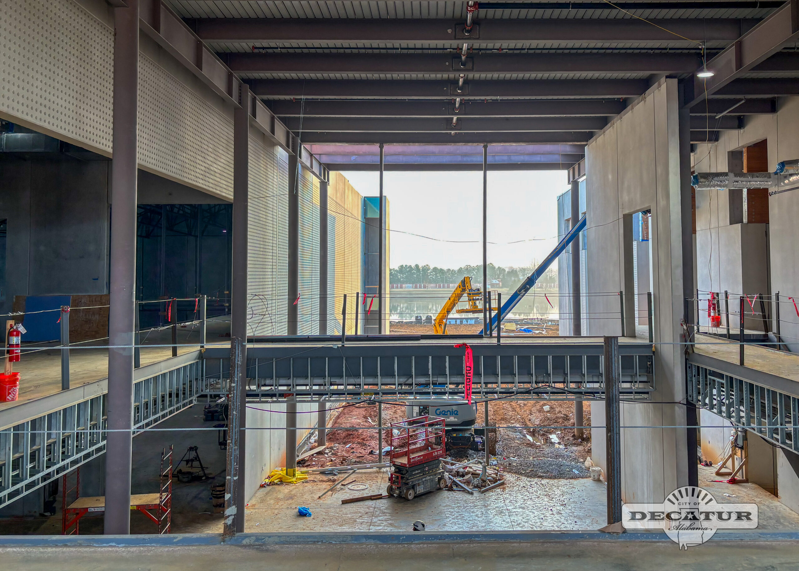 A view from the upper lobby area still under construction.
