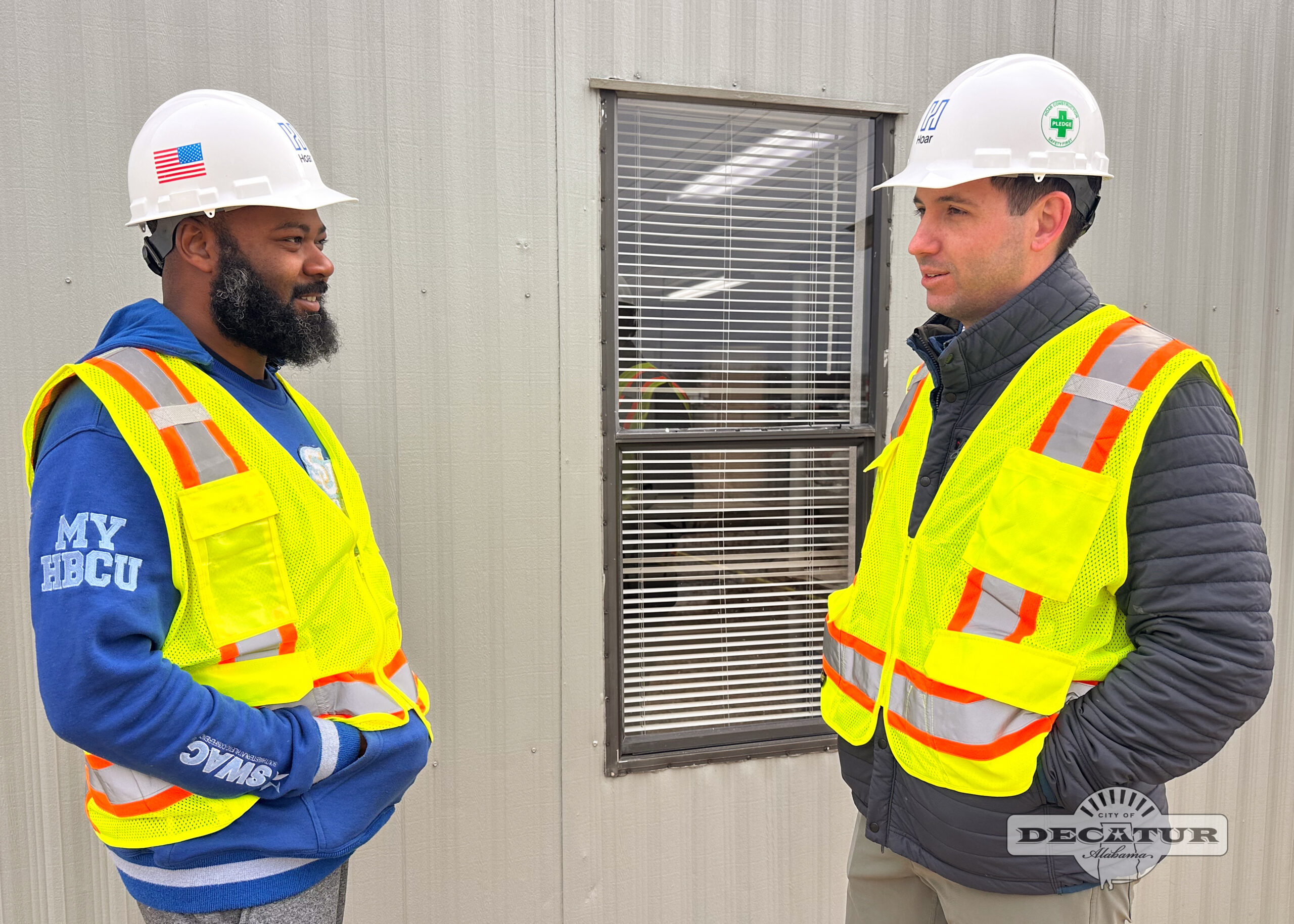 District 1 Councilman Terrance Adkins and Parks and Recreation Director Hunter Allen discuss the project following a tour of the construction site.