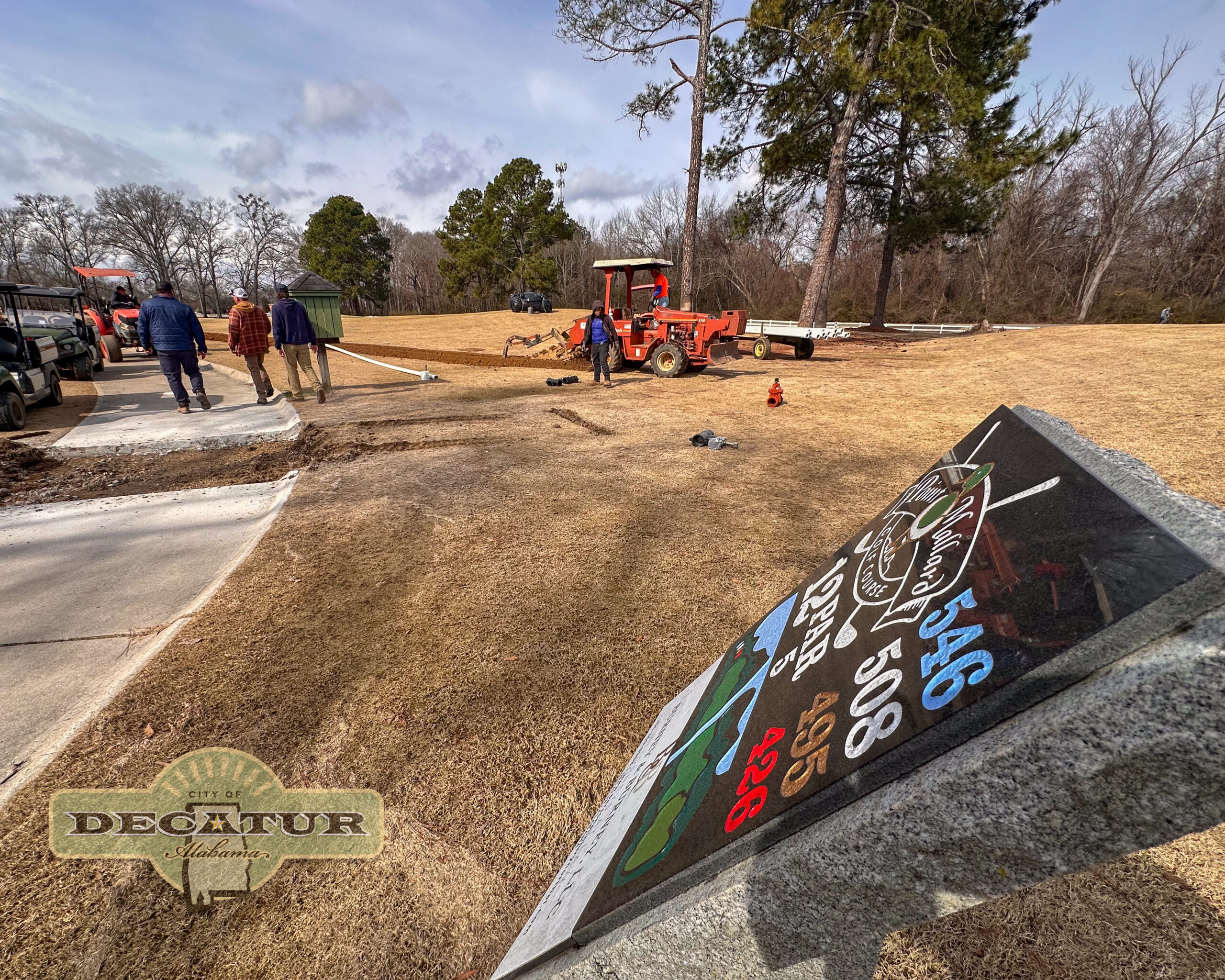 Crews continue work on installing a new irrigation system at the Point Mallard Golf Course