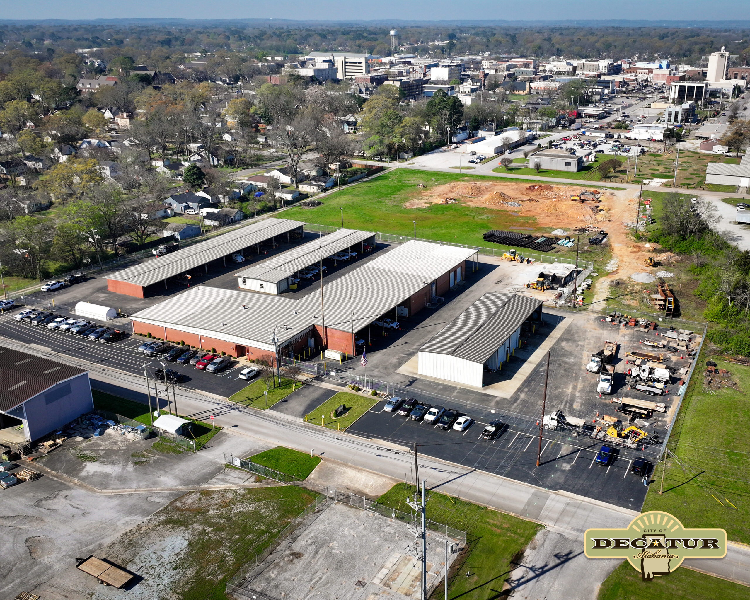 An aerial picture of the Decatur Utilities Gas and Water facility